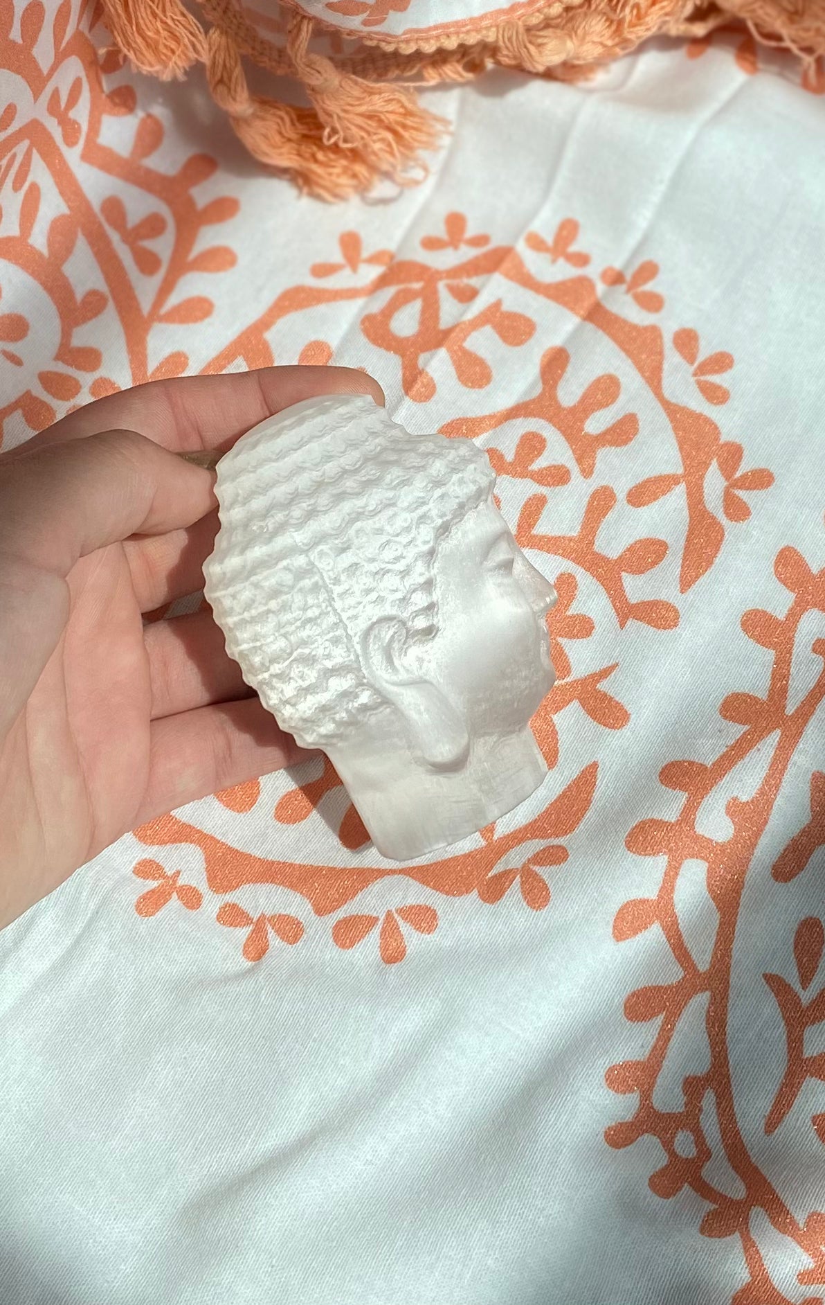 Hand Carved Selenite Buddha