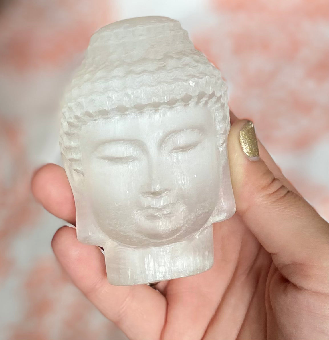Hand Carved Selenite Buddha
